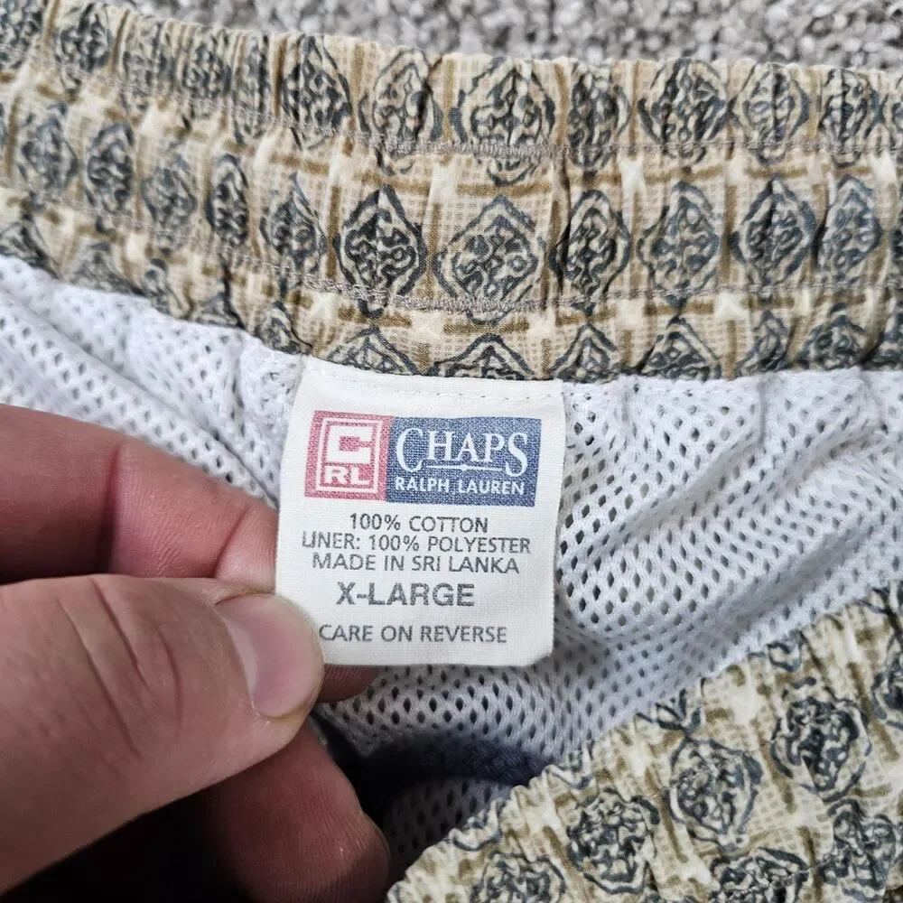 Vintage Chaps Ralph Lauren Shorts Mens XL Swim Trunks Lined Geometric AOP 90s